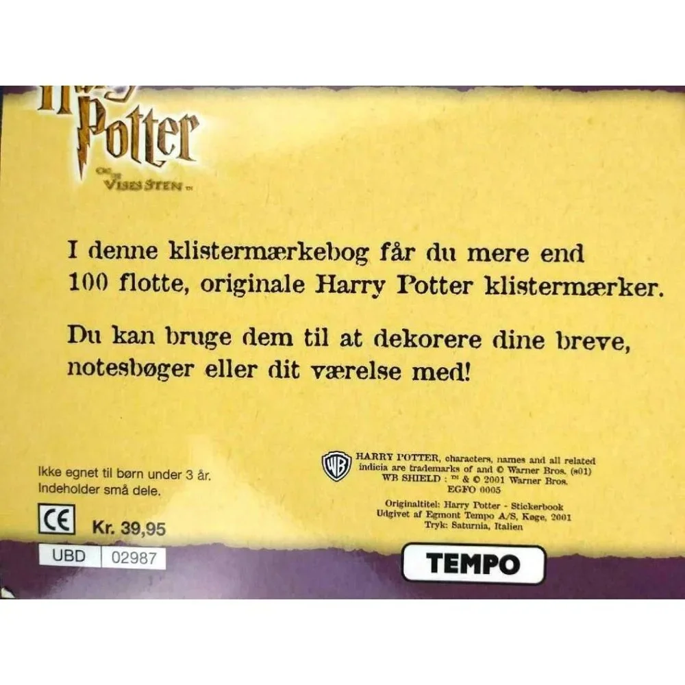 Vintage Harry Potter Sticker Book Denmark New Complete 2001 Klistermaerkebog